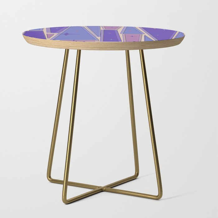 Mid Century Modern Atomic Purple Stained Glass and Stars Abstract Side Table Gallery Image 1