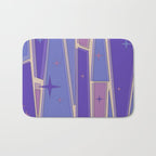 Mid Century Modern Atomic Purple Stained Glass and Stars Abstract Bath Mat Gallery Image 1