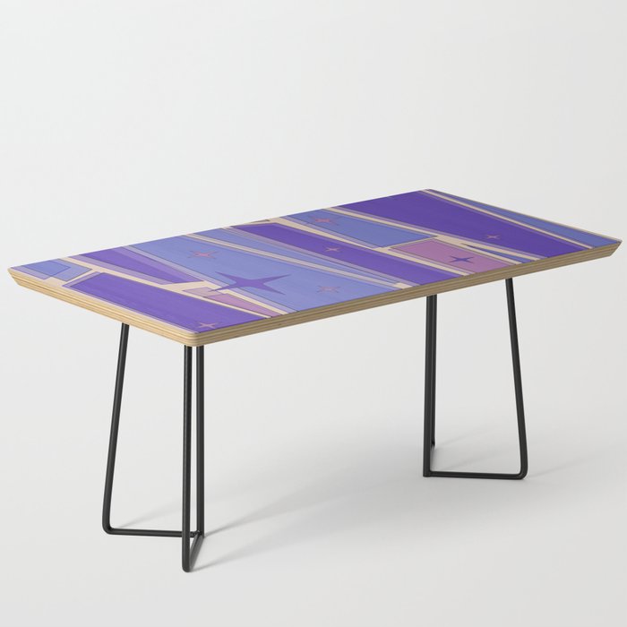 Mid Century Modern Atomic Purple Stained Glass and Stars Abstract Coffee Table Gallery Image 1