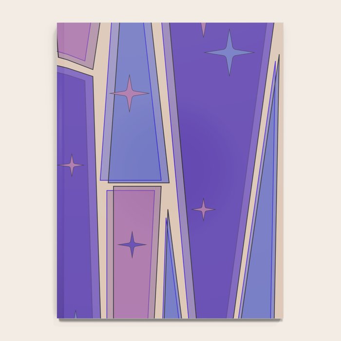 Mid Century Modern Atomic Purple Stained Glass and Stars Abstract Notebook Gallery Image 4
