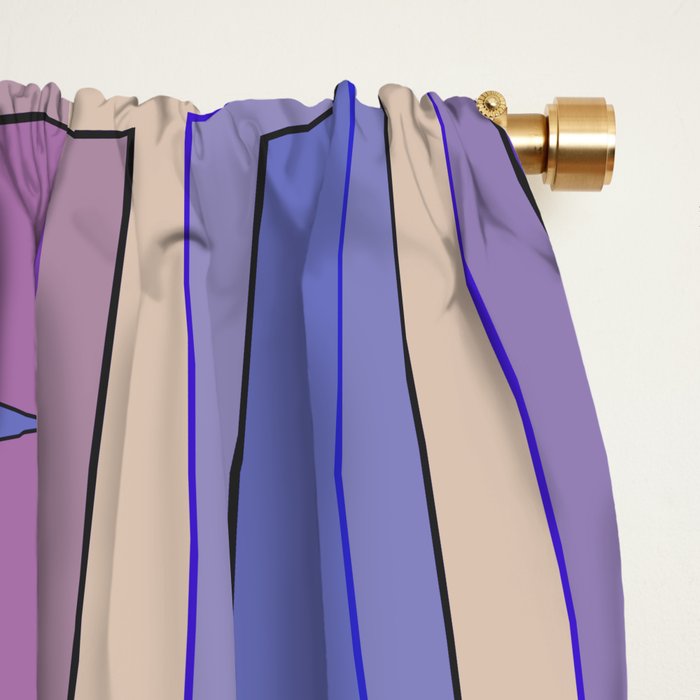 Mid Century Modern Atomic Purple Stained Glass and Stars Abstract Window Curtain Gallery Image 2