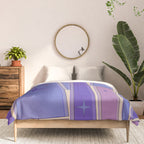 Mid Century Modern Atomic Purple Stained Glass and Stars Abstract Comforter Gallery Image 3