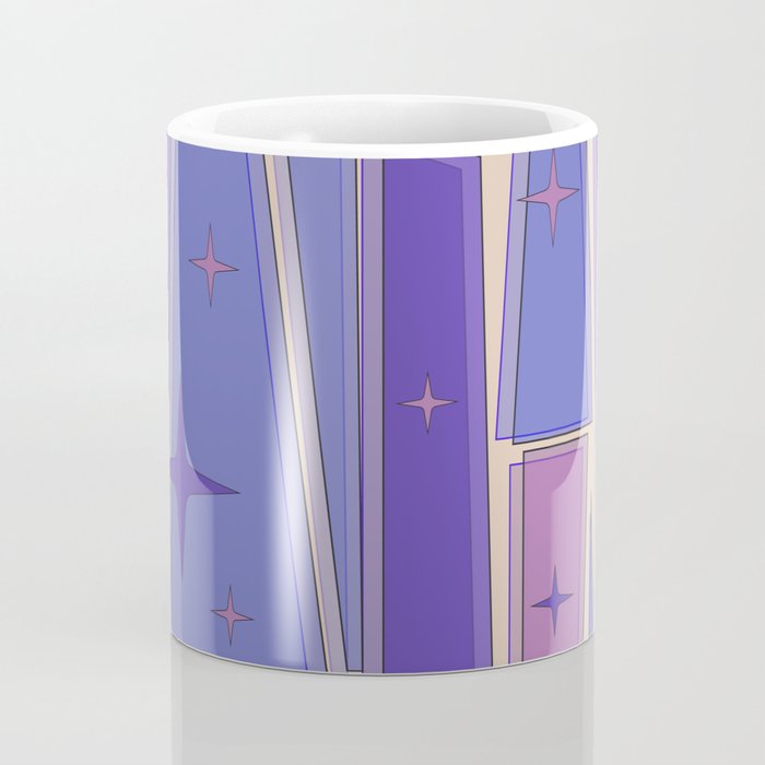 Mid Century Modern Atomic Purple Stained Glass and Stars Abstract Coffee Mug Gallery Image 4