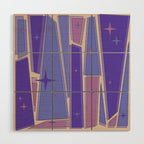 Mid Century Modern Atomic Purple Stained Glass and Stars Abstract Wood Wall Art Gallery Image 1