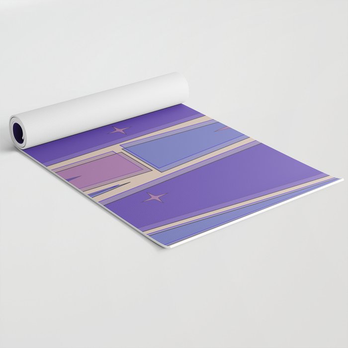 Mid Century Modern Atomic Purple Stained Glass and Stars Abstract Yoga Mat Gallery Image 2