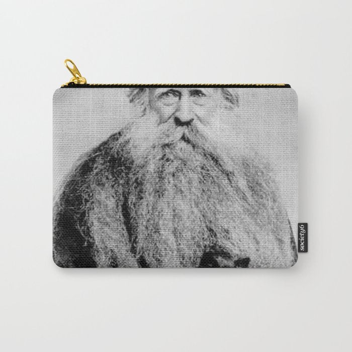 Kitten in the Beard of Old Man black and white photograph Carry All Pouch Gallery Image 1
