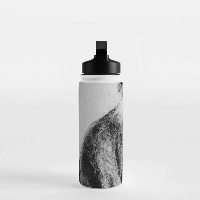 Kitten in the Beard of Old Man black and white photograph Water Bottle Gallery Image 3