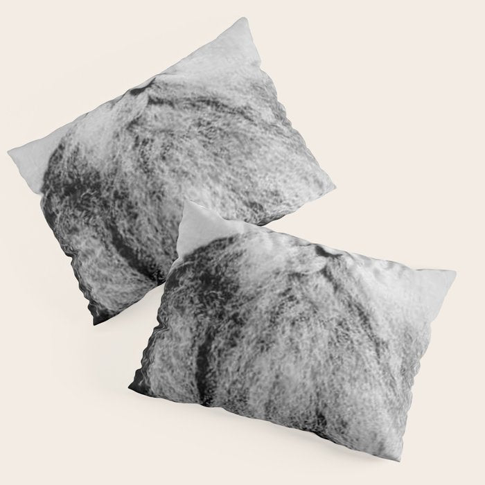 Kitten in the Beard of Old Man black and white photograph Pillow Sham Gallery Image 3
