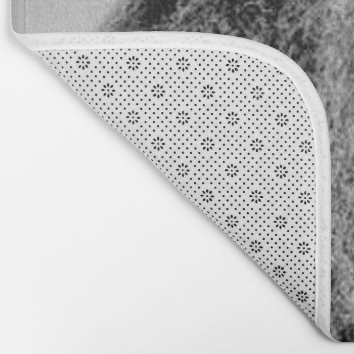 Kitten in the Beard of Old Man black and white photograph Bath Mat Gallery Image 2