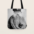 Kitten in the Beard of Old Man black and white photograph Tote Bag Gallery Image 1