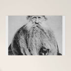 Kitten in the Beard of Old Man black and white photograph Welcome Mat Gallery Image 1