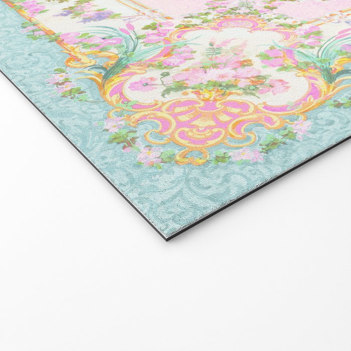  French Rococo Floral Watercolor Panel Welcome Mat Gallery Image 2