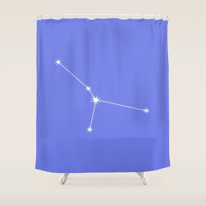 Cancer Zodiac Star Constellation Line Art Periwinkle Purple Shower Curtain Gallery Image 1