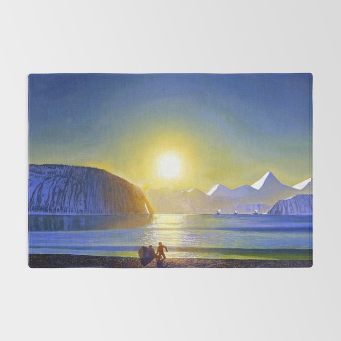 Resurrection Bay, Alaska, Midnight Sun Mountain landscape by Rockwell Kent Rug Gallery Image 2