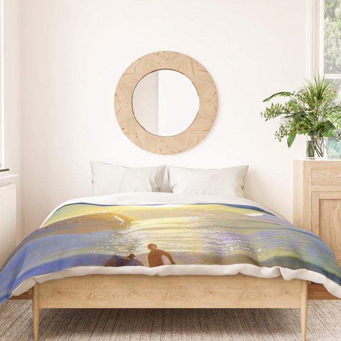 Resurrection Bay, Alaska, Midnight Sun Mountain landscape by Rockwell Kent Duvet Cover Gallery Image 3