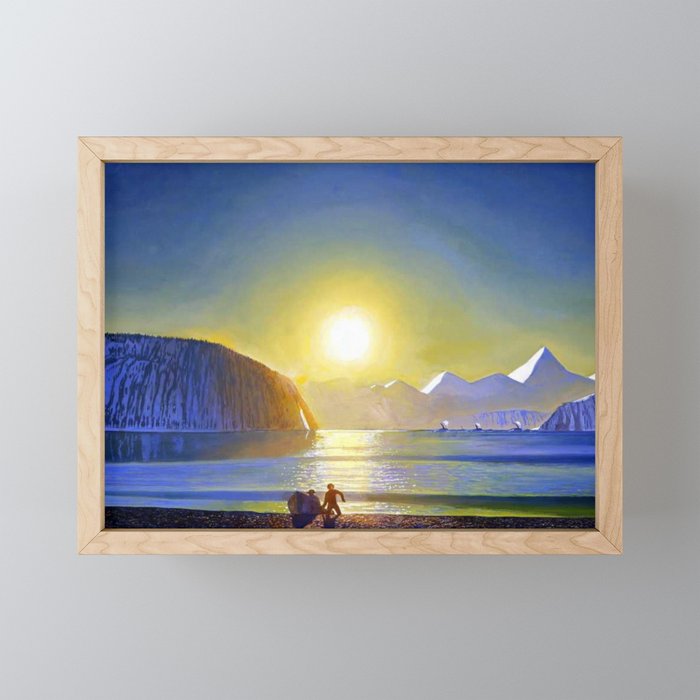 Resurrection Bay, Alaska, Midnight Sun Mountain landscape by Rockwell Kent Mini Art Print Gallery Image 1