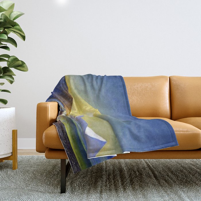 Resurrection Bay, Alaska, Midnight Sun Mountain landscape by Rockwell Kent Throw Blanket Gallery Image 1