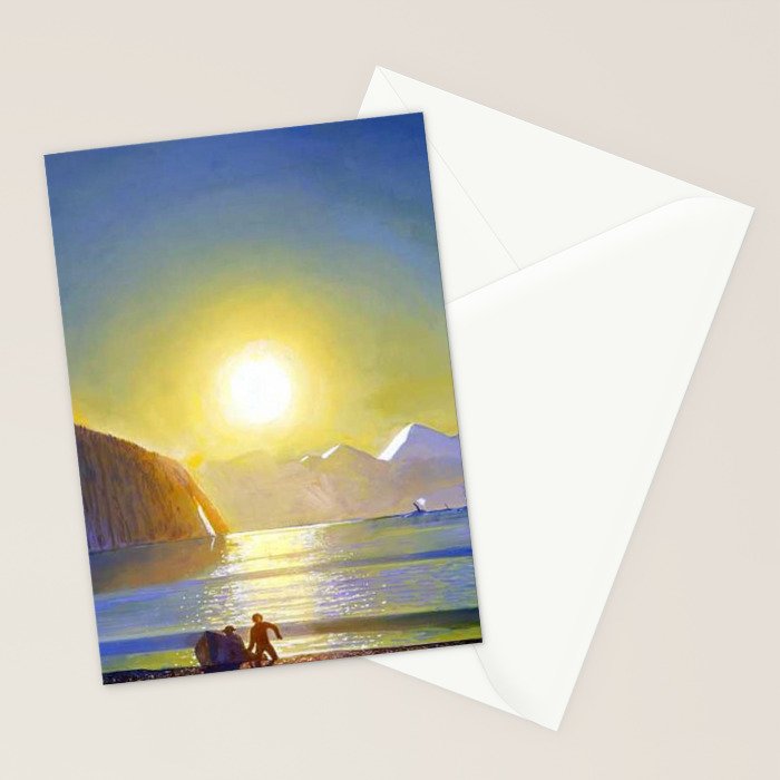 Resurrection Bay, Alaska, Midnight Sun Mountain landscape by Rockwell Kent Stationery Card Gallery Image 2