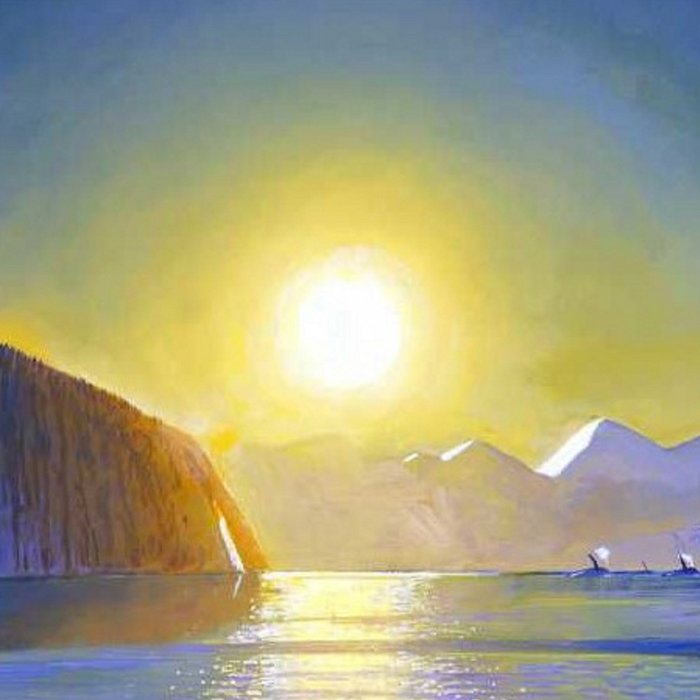 Resurrection Bay, Alaska, Midnight Sun Mountain landscape by Rockwell Kent Coffee Mug Gallery Image 2