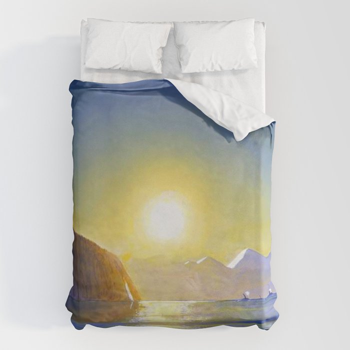 Resurrection Bay, Alaska, Midnight Sun Mountain landscape by Rockwell Kent Duvet Cover Gallery Image 1