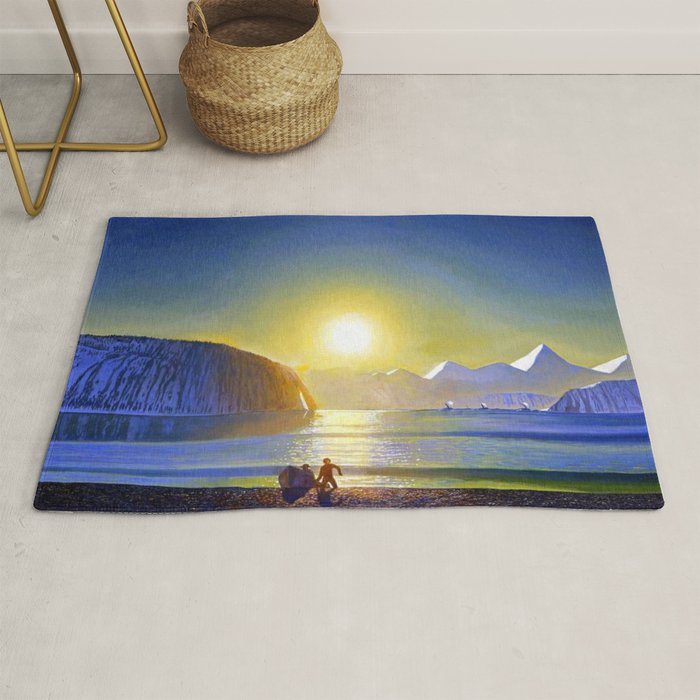 Resurrection Bay, Alaska, Midnight Sun Mountain landscape by Rockwell Kent Rug Gallery Image 1