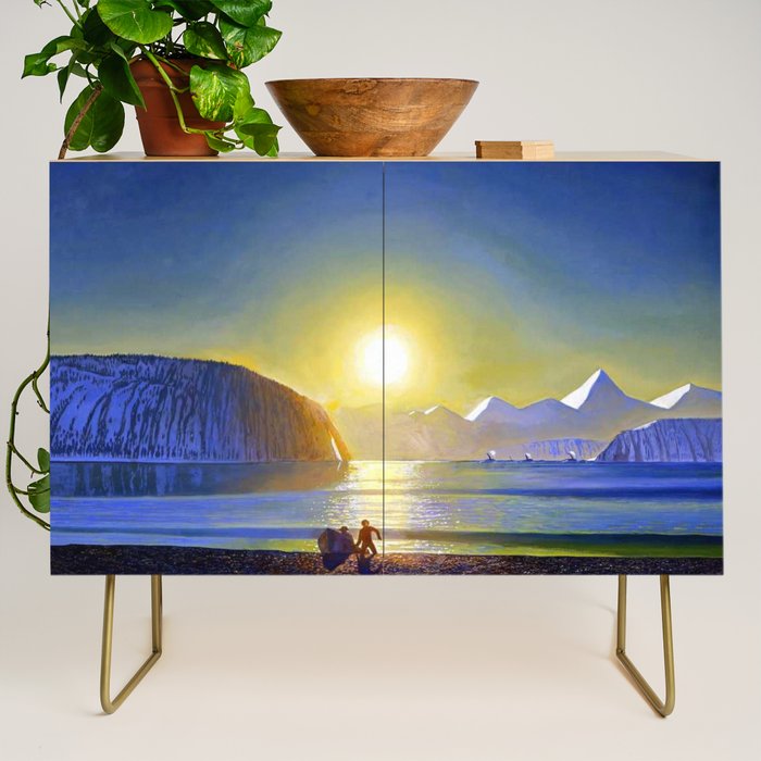 Resurrection Bay, Alaska, Midnight Sun Mountain landscape by Rockwell Kent Credenza Gallery Image 1