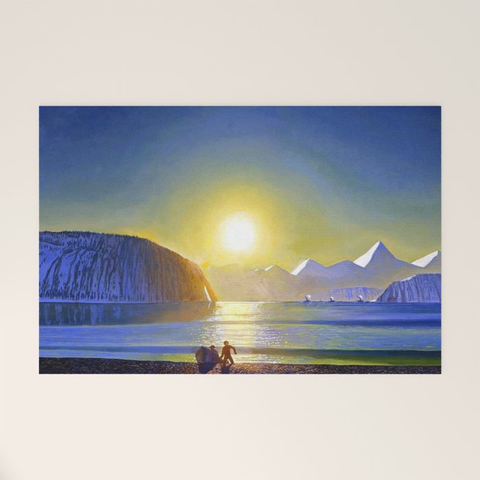 Resurrection Bay, Alaska, Midnight Sun Mountain landscape by Rockwell Kent Welcome Mat Gallery Image 1
