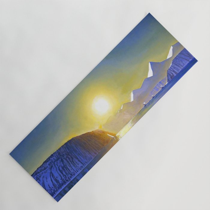 Resurrection Bay, Alaska, Midnight Sun Mountain landscape by Rockwell Kent Yoga Mat Gallery Image 1