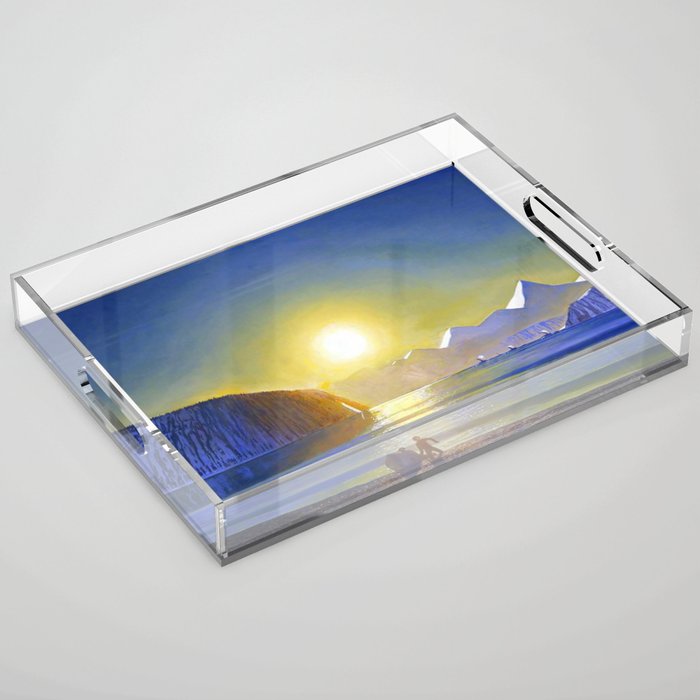 Resurrection Bay, Alaska, Midnight Sun Mountain landscape by Rockwell Kent Acrylic Tray Gallery Image 1