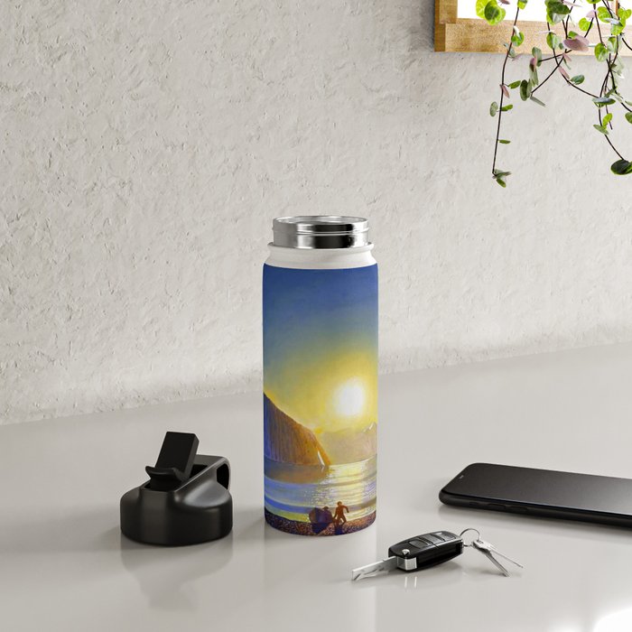 Resurrection Bay, Alaska, Midnight Sun Mountain landscape by Rockwell Kent Water Bottle Gallery Image 4