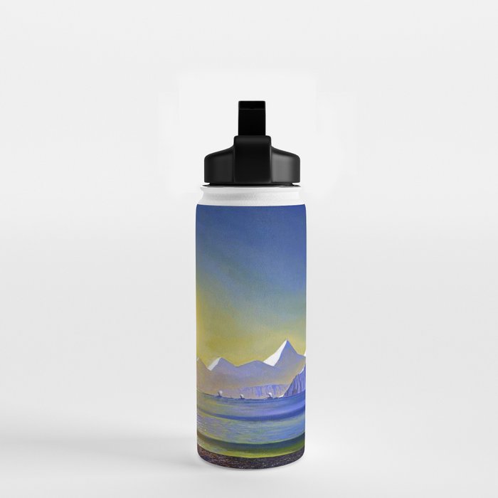 Resurrection Bay, Alaska, Midnight Sun Mountain landscape by Rockwell Kent Water Bottle Gallery Image 2
