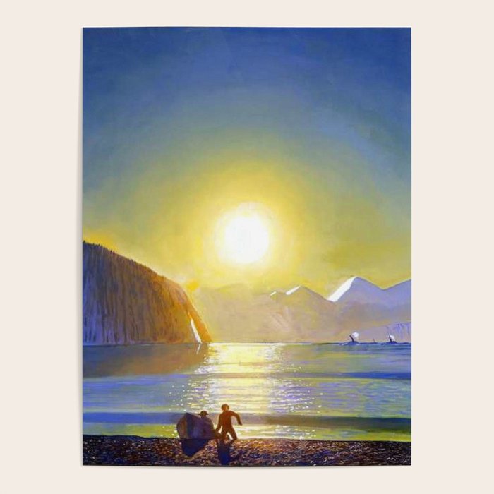 Resurrection Bay, Alaska, Midnight Sun Mountain landscape by Rockwell Kent Poster Gallery Image 4