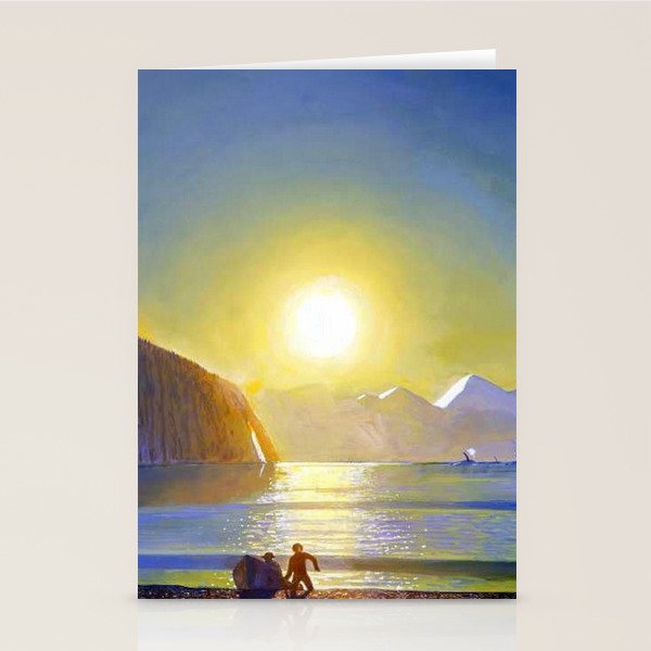Resurrection Bay, Alaska, Midnight Sun Mountain landscape by Rockwell Kent Stationery Card Gallery Image 2