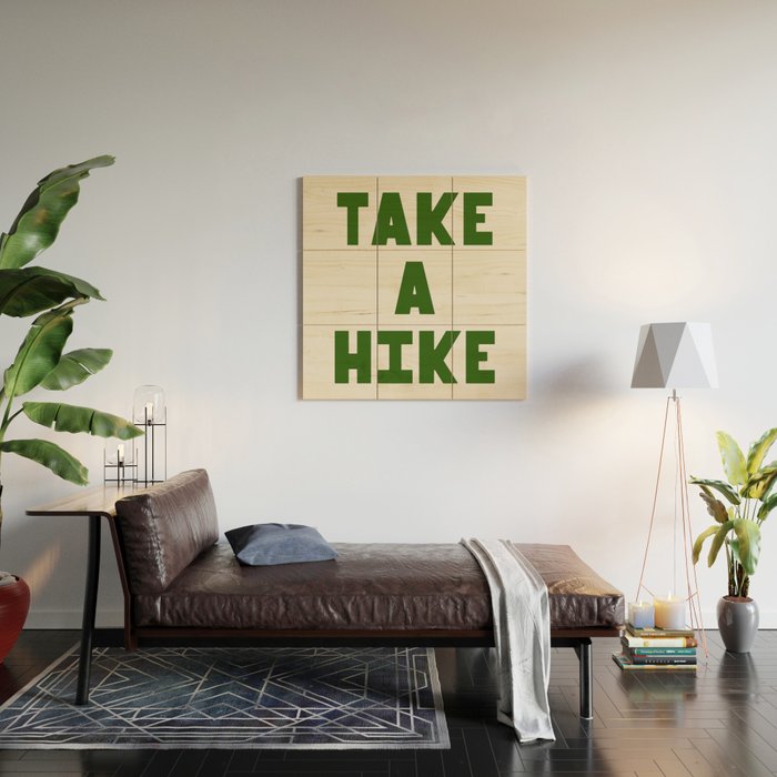 Take a Hike in Green and Beige Wood Wall Art Gallery Image 2