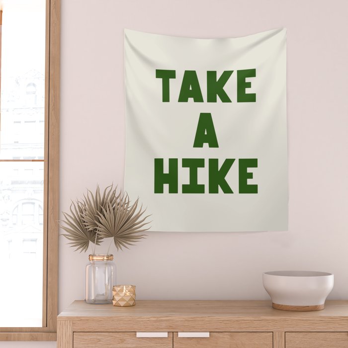 Take a Hike in Green and Beige Wall Tapestry Gallery Image 2