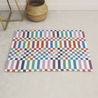 Colorful Geometric Checkered Stripes Pattern Rug Gallery Image 1