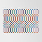 Colorful Geometric Checkered Stripes Pattern Rug Gallery Image 2
