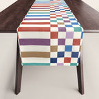 Colorful Geometric Checkered Stripes Pattern Table Runner Gallery Image 1
