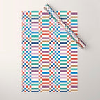 Colorful Geometric Checkered Stripes Pattern Wrapping Paper Gallery Image 1