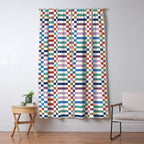 Colorful Geometric Checkered Stripes Pattern Window Curtain Gallery Image 5