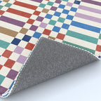 Colorful Geometric Checkered Stripes Pattern Rug Gallery Image 4