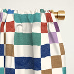 Colorful Geometric Checkered Stripes Pattern Window Curtain Gallery Image 2