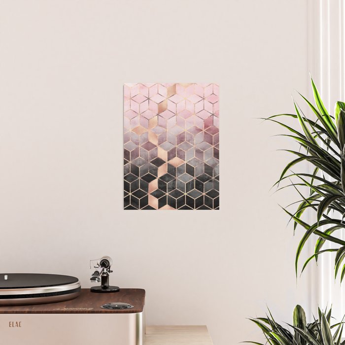 Pink And Grey Gradient Cubes Poster Gallery Image 2