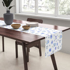 Elegant blush blue yellow watercolor floral pattern Table Runner Gallery Image 2