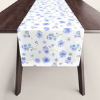 Elegant blush blue yellow watercolor floral pattern Table Runner Gallery Image 1