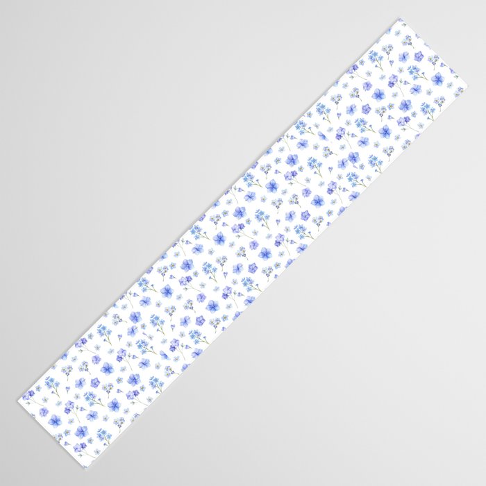 Elegant blush blue yellow watercolor floral pattern Table Runner Gallery Image 3