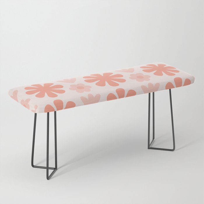 Scandi Floral Grid Retro Pattern in Pale Blush Pink Bench Gallery Image 1