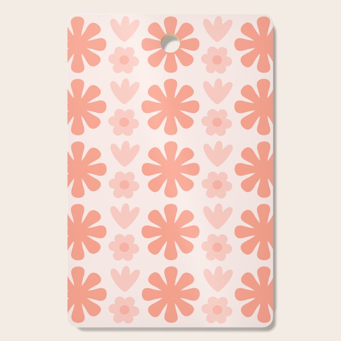Scandi Floral Grid Retro Pattern in Pale Blush Pink Cutting Board Gallery Image 1