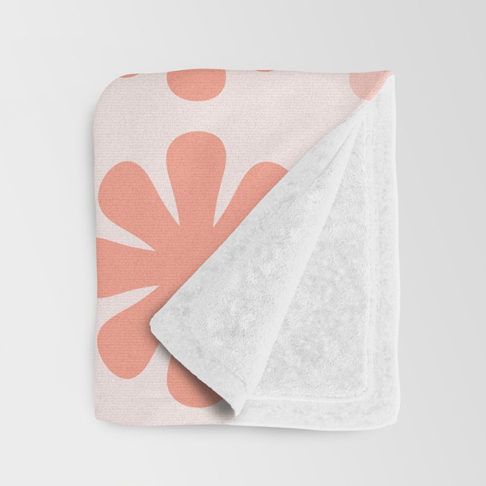 Scandi Floral Grid Retro Pattern in Pale Blush Pink Throw Blanket Gallery Image 3