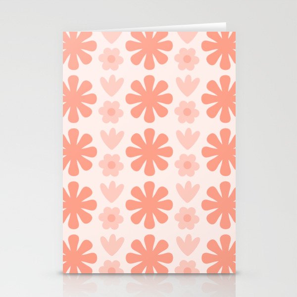 Scandi Floral Grid Retro Pattern in Pale Blush Pink Stationery Card Gallery Image 2